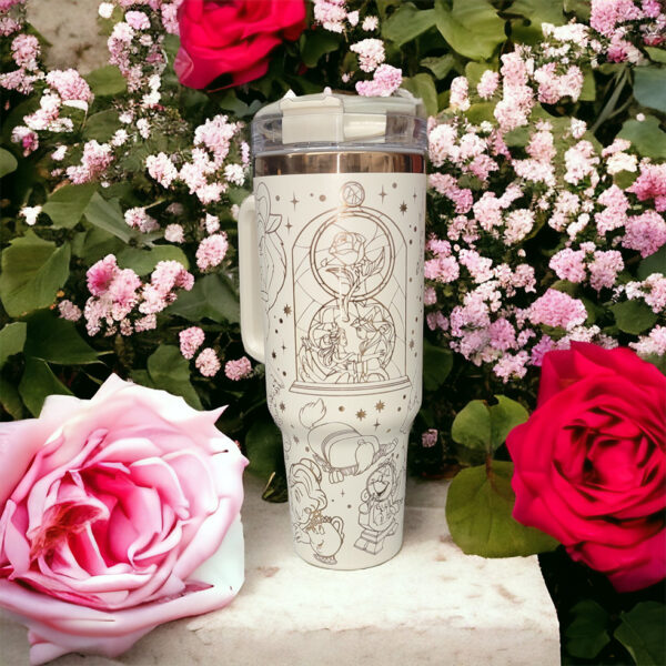 Beauty and the Beast Laser Engraved Tumbler