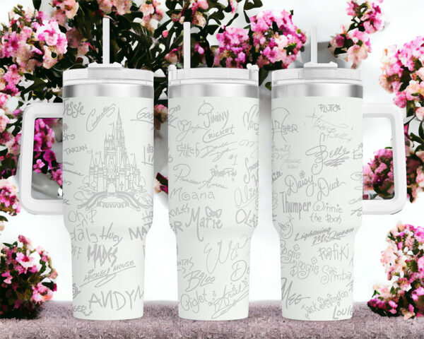 Disney Character Signatures Laser Engraved Tumbler