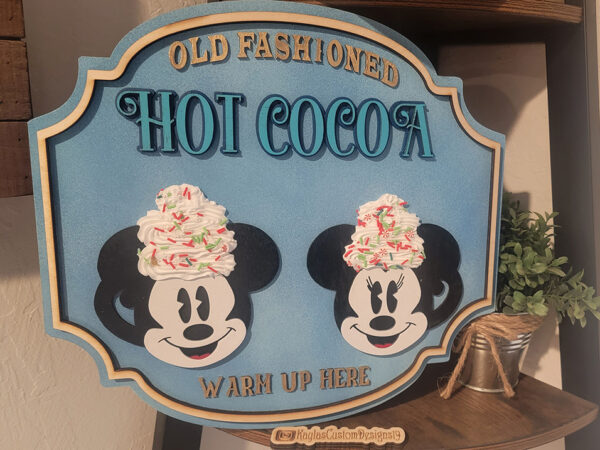 Mickey and Minnie Hot Chocolate Wooden Sign