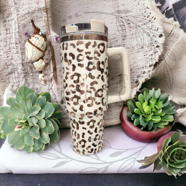 Leopard Print Laser Engraved Custom Tumbler