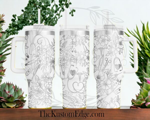 Book Lover Flower Laser Engraved Tumbler - Image 2