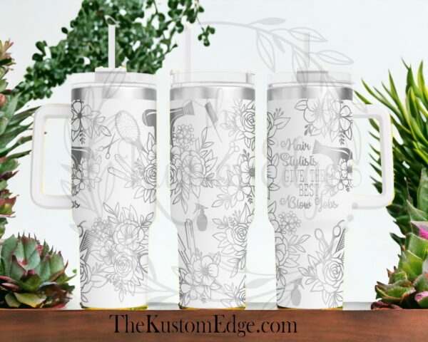 Hair Stylist Flower Laser Engraved Tumbler - Image 2