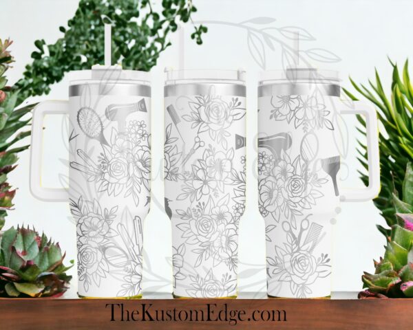 Hair Stylist Flower Laser Engraved Tumbler