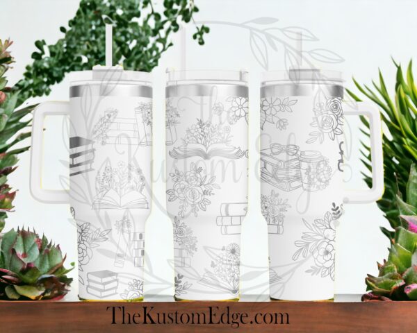 Book Lover Flower Laser Engraved Tumbler