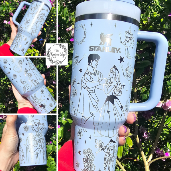 Sleeping Beauty Laser Engraved Stainless Steel Tumbler