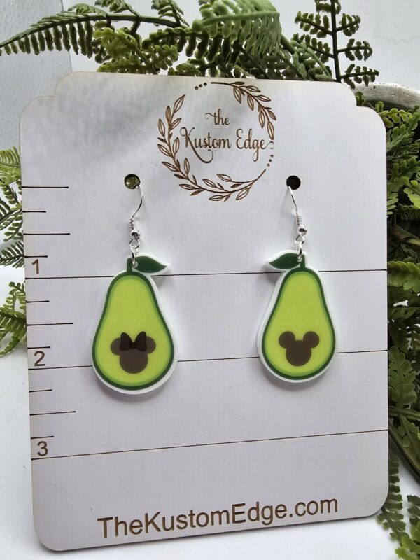 Avocado Mickey or Minnie Drop Earrings - Image 2