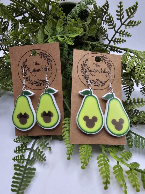 Avocado Mickey or Minnie Drop Earrings