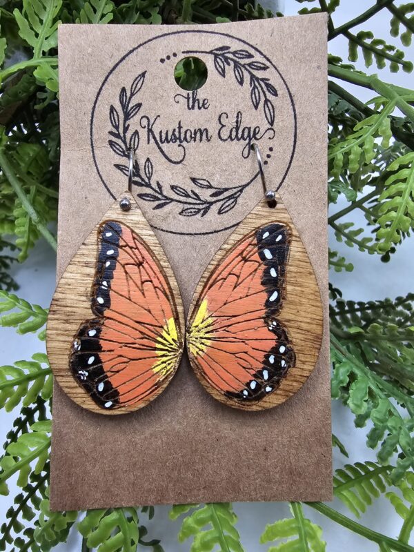 Hand Painted Butterfly Wooden Earrings