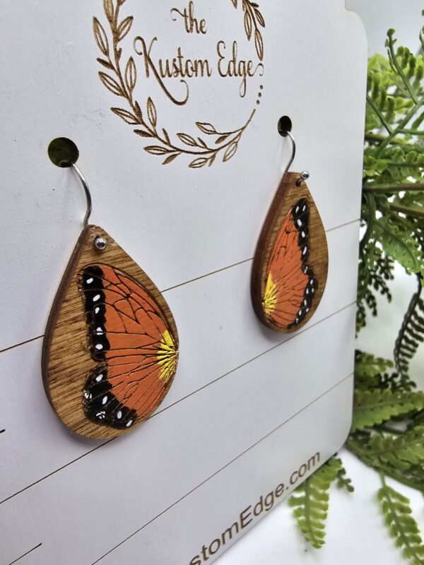 Hand Painted Butterfly Wooden Earrings - Image 4