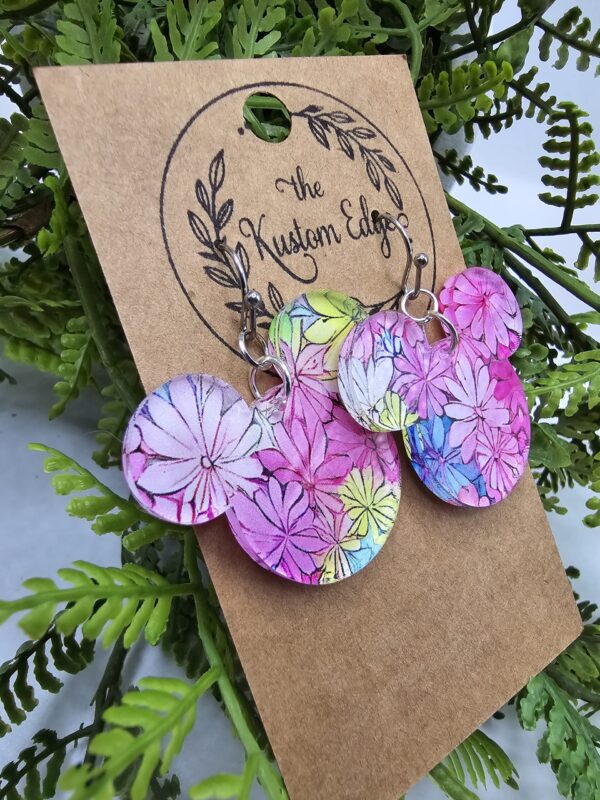 Spring Flowers Mouse Head Acrylic Earrings - Image 2