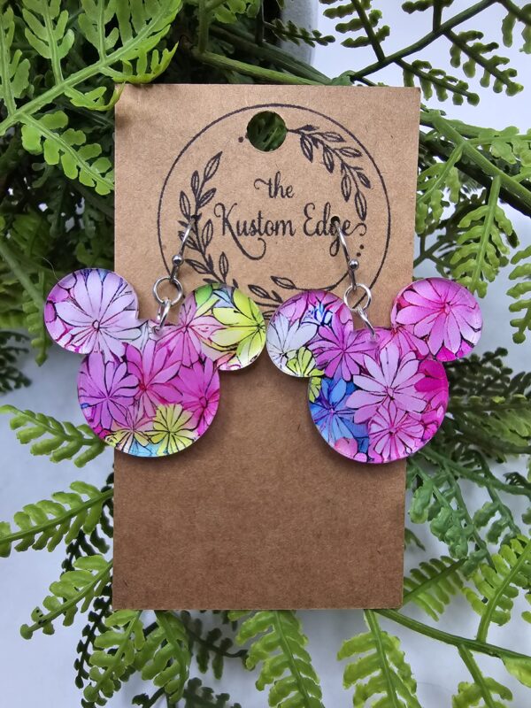 Spring Flowers Mouse Head Acrylic Earrings