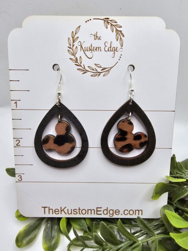 Leopard Mickey Head Tear Drop Earrings - Image 3