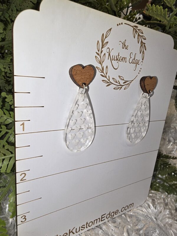 Mickey Head Engraved Tear Drop Dangle Earrings - Image 7