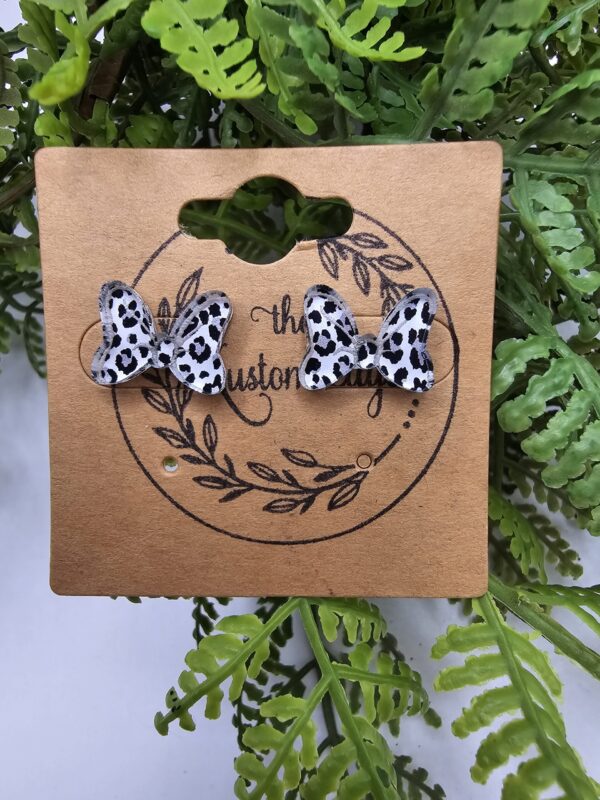 Leopard Minnie Bow Stud Earrings