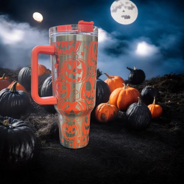 Halloween Jack-O-Lantern Laser Engraved Tumbler - Image 2