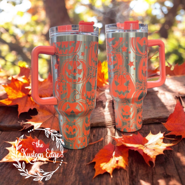 Halloween Jack-O-Lantern Laser Engraved Tumbler