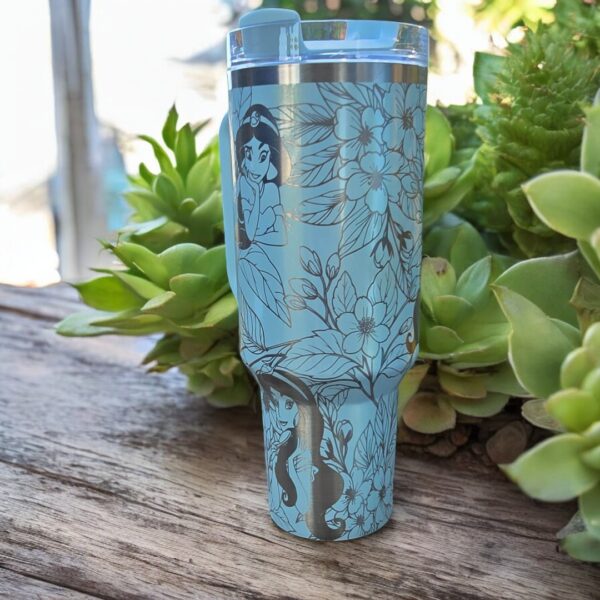 Princess Jasmine With Jasmine Flowers Laser Engraved Tumbler - Image 4