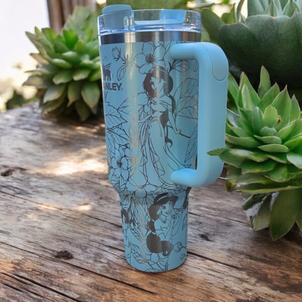 Princess Jasmine With Jasmine Flowers Laser Engraved Tumbler - Image 2