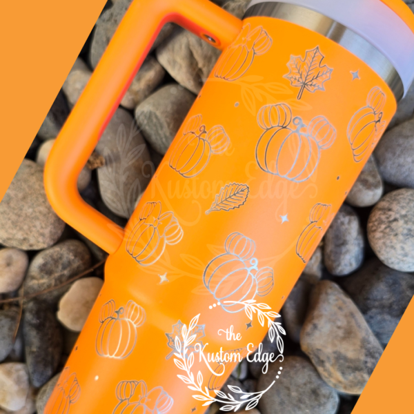 Fall Mickey and Minnie Pumpkins Laser Engraved Tumbler - Image 2