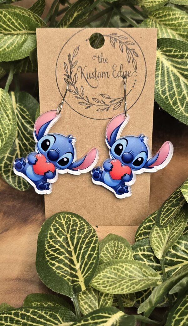 Stitch Valentines Love Dangle Earrings