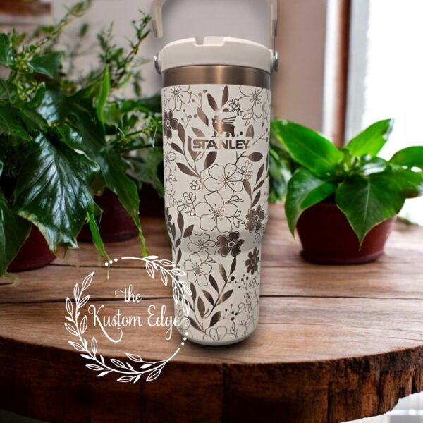 Flower Blossom Laser Engraved Stainless Steel Tumbler - Image 2