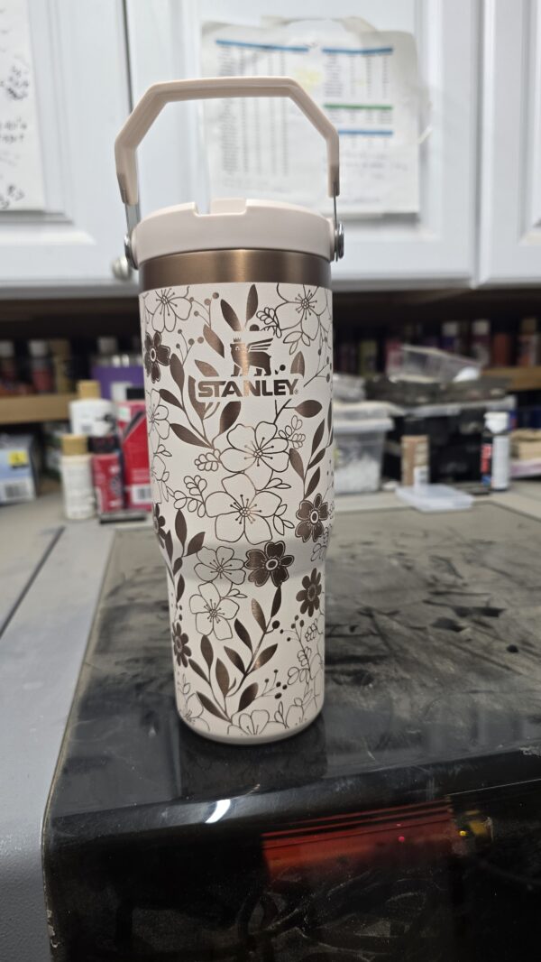 Flower Blossom Laser Engraved Stainless Steel Tumbler - Image 3