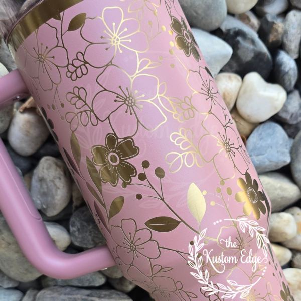 Flower Blossom Laser Engraved Stainless Steel Tumbler - Image 5