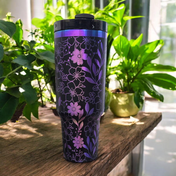 Flower Blossom Laser Engraved Stainless Steel Tumbler