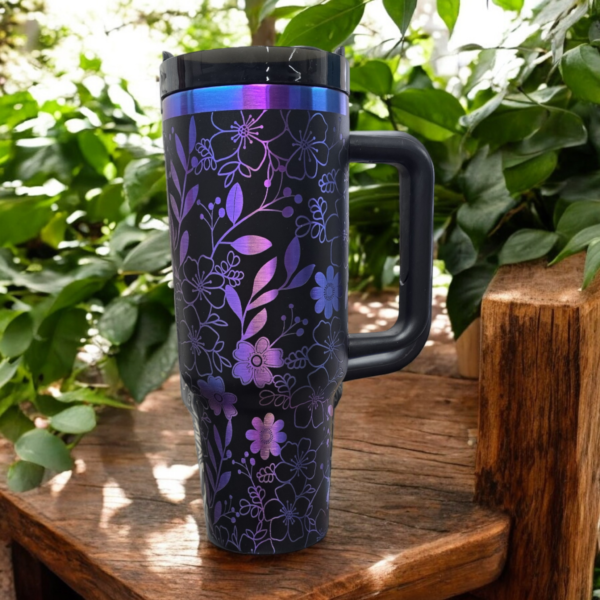 Flower Blossom Laser Engraved Stainless Steel Tumbler - Image 7