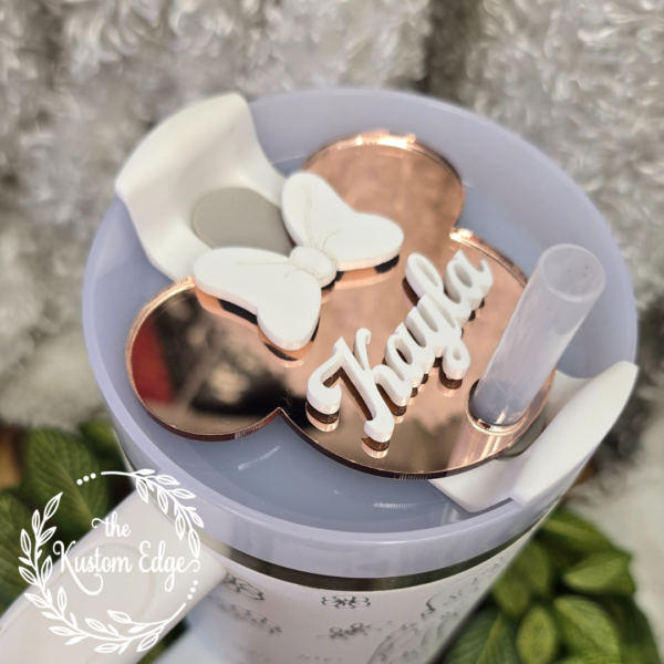 Mirror Rose Gold Mouse Ears Tumbler Topper